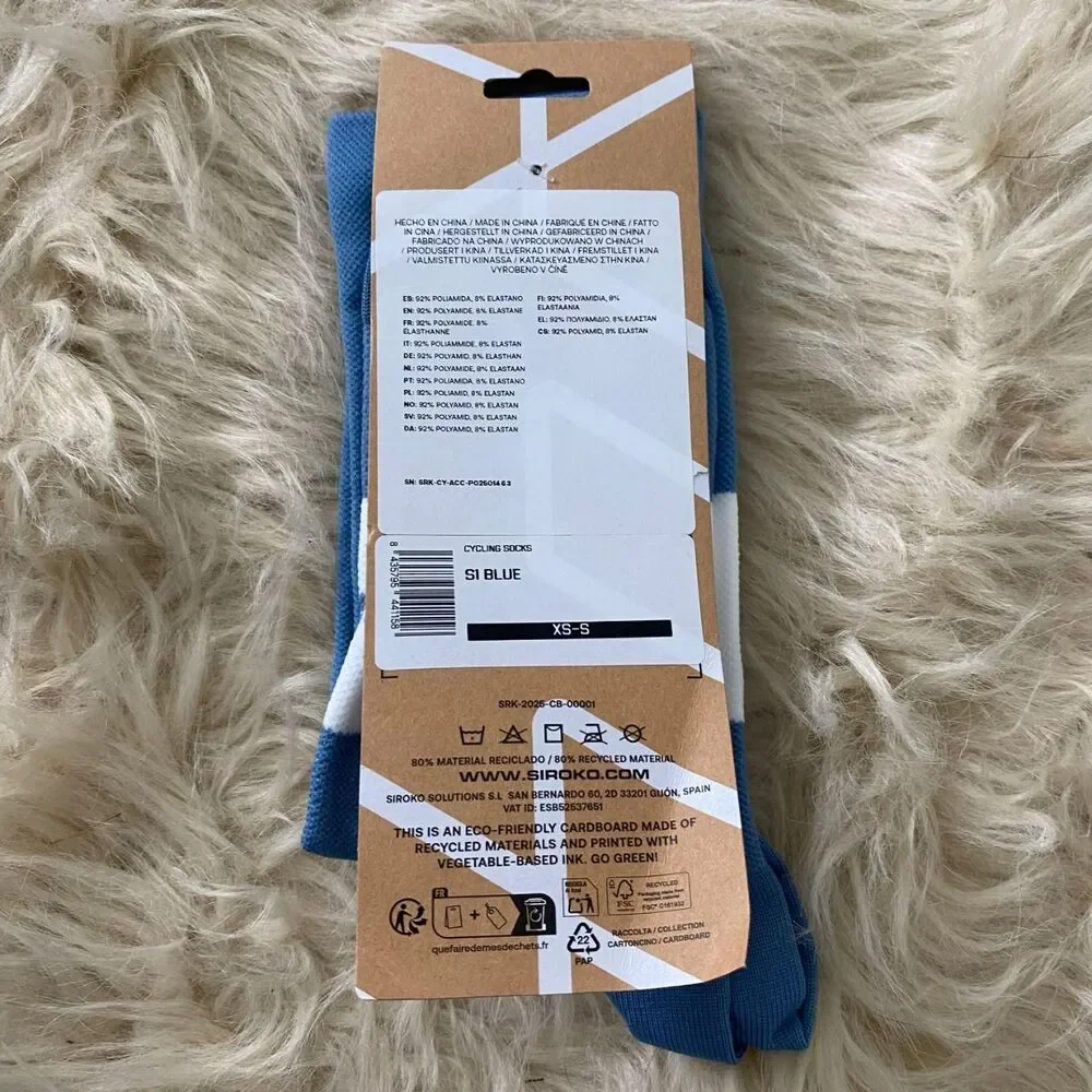 New Pair of Siroko S1 Blue Cycling Socks Size XS / S